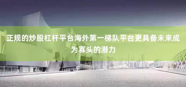 正规的炒股杠杆平台海外第一梯队平台更具备未来成为寡头的潜力