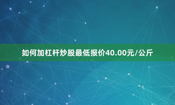 如何加杠杆炒股最低报价40.00元/公斤